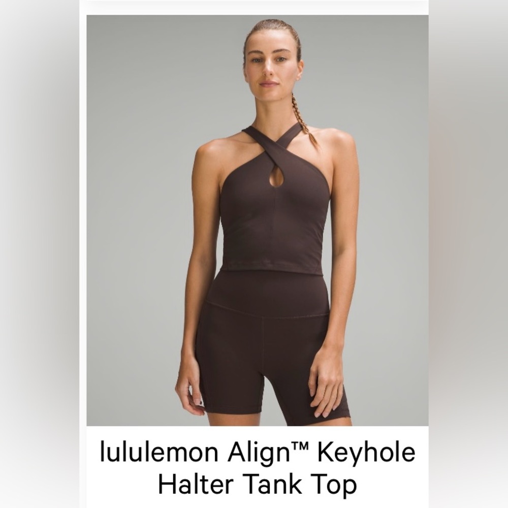 lululemon athletica Brown Keyhole Halter Tank Top